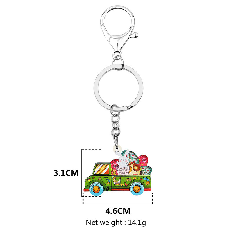 Bonsny Akrilna slatka cvjetna uskršnja jaja Zec Automobil Kamion Privjesci Prsten Privjesak za ključeve Unikatni darovi Nakit za žene Djevojke Prijateljice