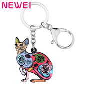 NEWEI Ακρυλικό λουλουδάτο καναδικό άτριχο μπρελόκ γατάκι γατάκι Μπρελόκ κοσμήματα για γυναίκες Kid Friend Δώρο γενεθλίων Διακόσμηση πάρτι