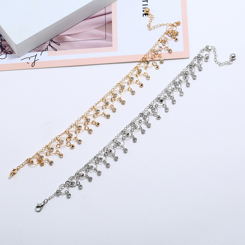 Μόδα Bohemia Tassel βραχιόλια αστράγαλο για γυναίκες Σέξι κρεμαστό κόσμημα με στρας με αλυσίδα ποδιών Κοσμήματα αξεσουάρ παραλίας