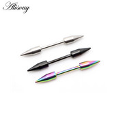 Alisouy 2 bucăți din oțel inoxidabil vârf Spike Cone Sexy femei mamelon inel scut barbell ureche stud cercei tragus piercing bijuterii pentru corp