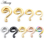 Alisouy 2 buc din oțel inoxidabil bricolaj greutate ureche cârlig curbat cercei suspendați dop pentru urechi tuneluri extensie targi piercing bijuterii pentru corp