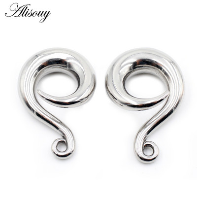 Alisouy 2 buc din oțel inoxidabil bricolaj greutate ureche cârlig curbat cercei suspendați dop pentru urechi tuneluri extensie targi piercing bijuterii pentru corp