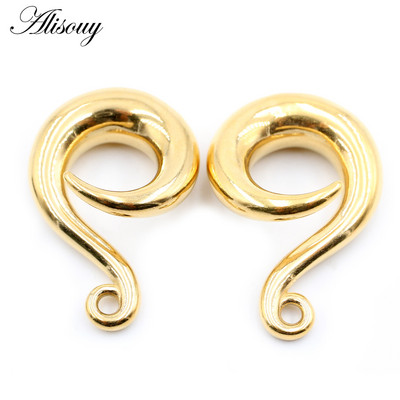 Alisouy 2 buc din oțel inoxidabil bricolaj greutate ureche cârlig curbat cercei suspendați dop pentru urechi tuneluri extensie targi piercing bijuterii pentru corp