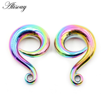Alisouy 2 buc din oțel inoxidabil bricolaj greutate ureche cârlig curbat cercei suspendați dop pentru urechi tuneluri extensie targi piercing bijuterii pentru corp