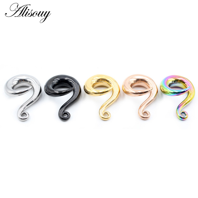 Alisouy 2 buc din oțel inoxidabil bricolaj greutate ureche cârlig curbat cercei suspendați dop pentru urechi tuneluri extensie targi piercing bijuterii pentru corp