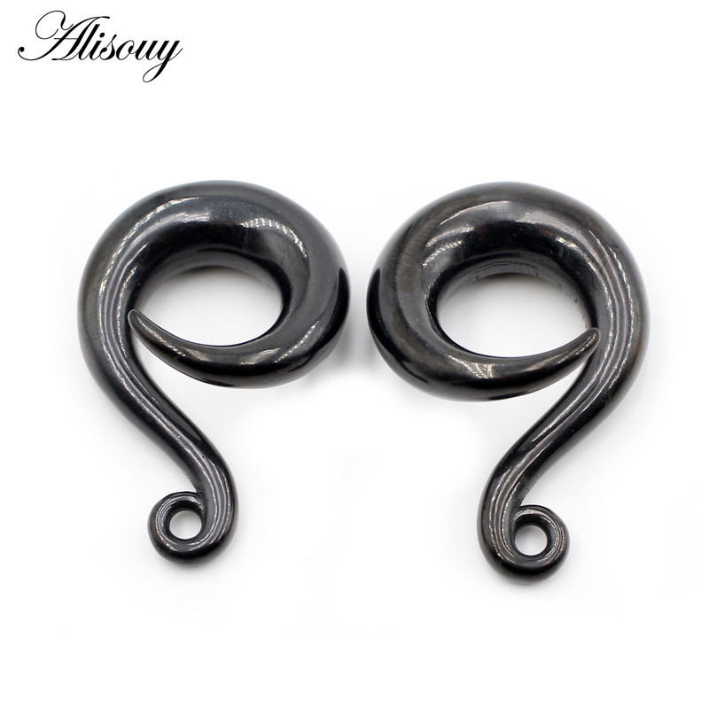 Alisouy 2 buc din oțel inoxidabil bricolaj greutate ureche cârlig curbat cercei suspendați dop pentru urechi tuneluri extensie targi piercing bijuterii pentru corp