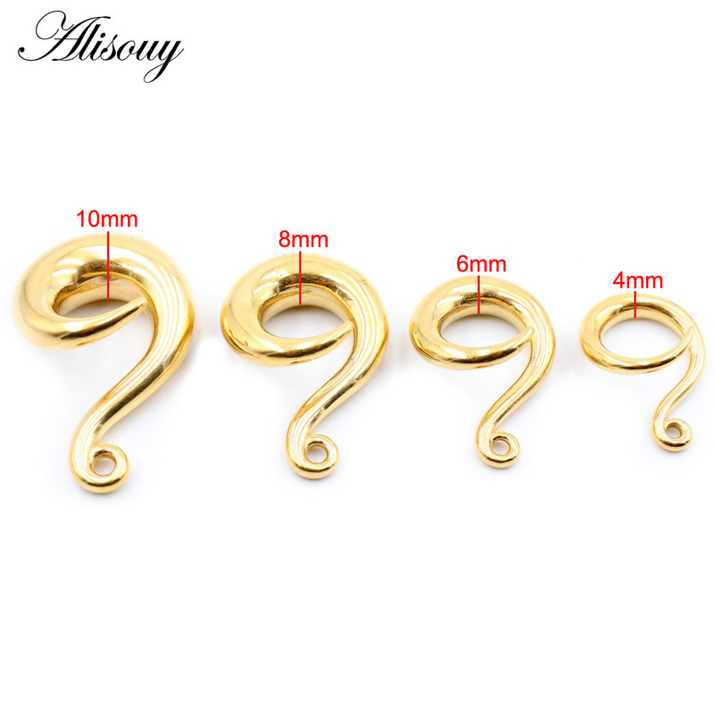 Alisouy 2 buc din oțel inoxidabil bricolaj greutate ureche cârlig curbat cercei suspendați dop pentru urechi tuneluri extensie targi piercing bijuterii pentru corp