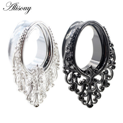 Alisouy 2 bucăți din oțel inoxidabil picături de apă tuneluri pentru urechi, dopuri de expansiune, indicatori pentru carne, bijuterii pentru piercing pentru corp