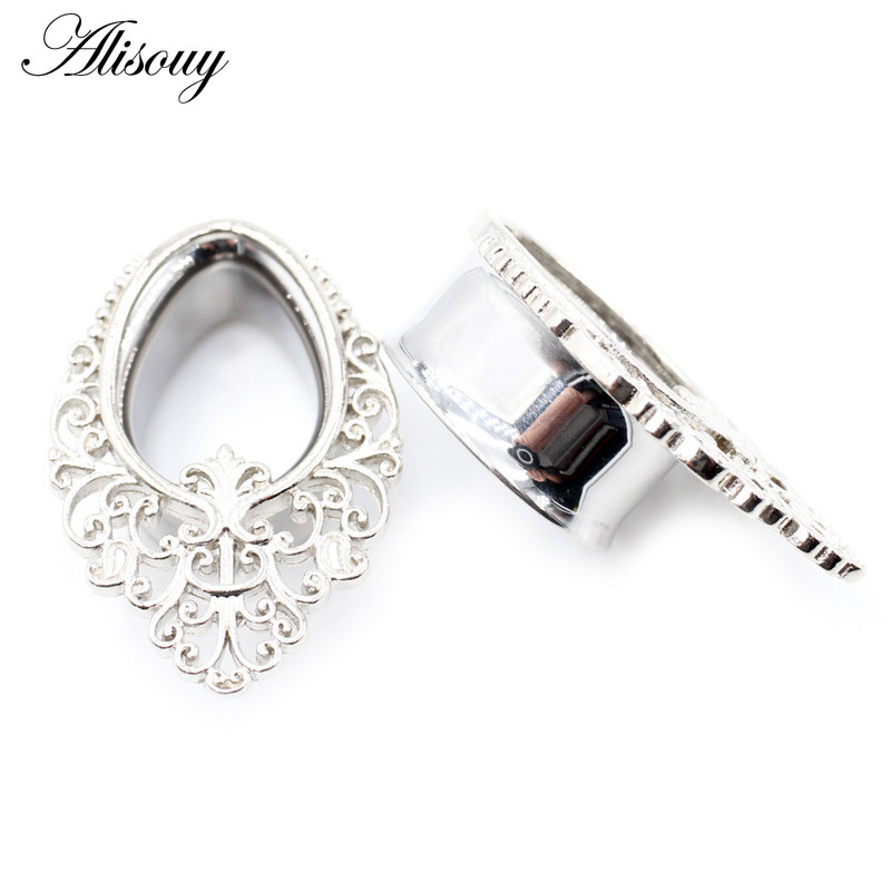 Alisouy 2 bucăți din oțel inoxidabil picături de apă tuneluri pentru urechi, dopuri de expansiune, indicatori pentru carne, bijuterii pentru piercing pentru corp