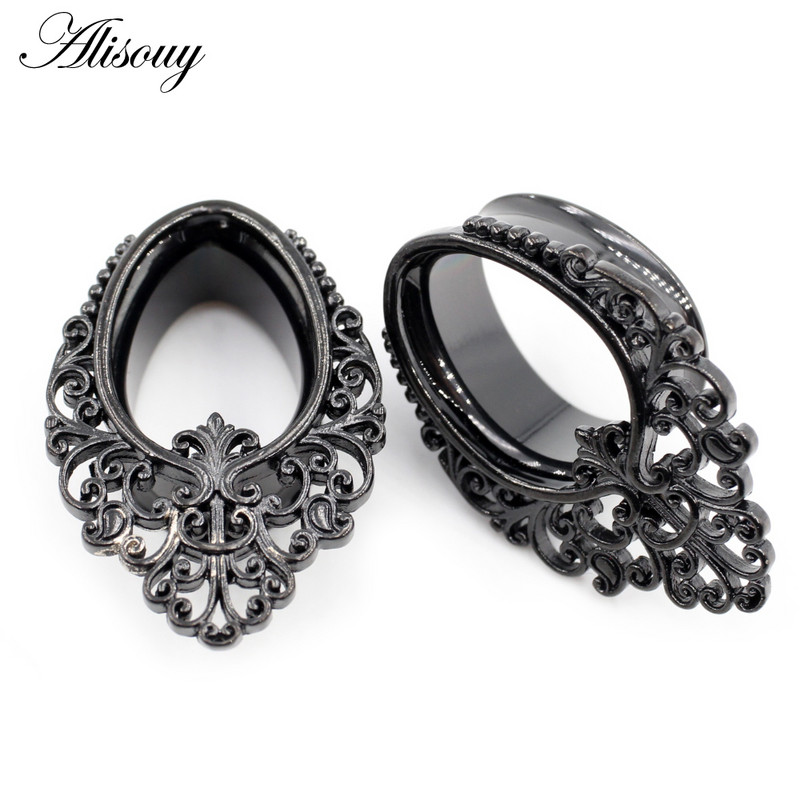 Alisouy 2 bucăți din oțel inoxidabil picături de apă tuneluri pentru urechi, dopuri de expansiune, indicatori pentru carne, bijuterii pentru piercing pentru corp