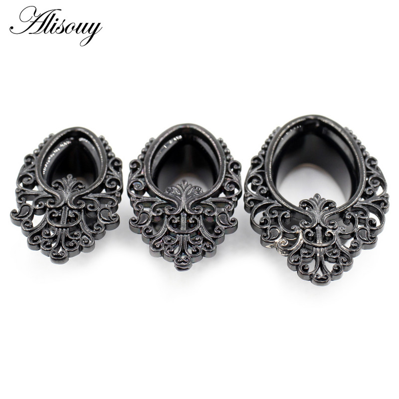 Alisouy 2 bucăți din oțel inoxidabil picături de apă tuneluri pentru urechi, dopuri de expansiune, indicatori pentru carne, bijuterii pentru piercing pentru corp