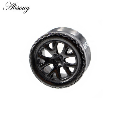 Alisouy 1 τμχ από ανοξείδωτο ατσάλι Στρογγυλό ελαστικό κύκλος σήραγγας αυτιού βύσματα σάρκας Expander φορεία μετρητές Σκουλαρίκια Piercing Body Jewelry