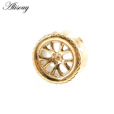 Alisouy 1 τμχ από ανοξείδωτο ατσάλι Στρογγυλό ελαστικό κύκλος σήραγγας αυτιού βύσματα σάρκας Expander φορεία μετρητές Σκουλαρίκια Piercing Body Jewelry