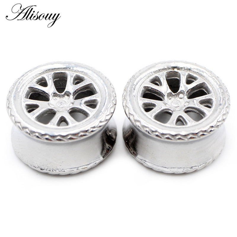 Alisouy 1 τμχ από ανοξείδωτο ατσάλι Στρογγυλό ελαστικό κύκλος σήραγγας αυτιού βύσματα σάρκας Expander φορεία μετρητές Σκουλαρίκια Piercing Body Jewelry