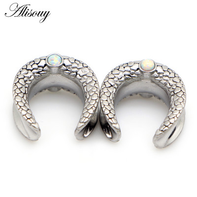 Alisouy 2 buc Inlay Opal din oțel inoxidabil Noua Șa Tunel pentru ureche Plug Inel Expander Ureche Moda Piercing pentru corp Bijuterii Cercei Cadou