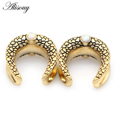 Alisouy 2 buc Inlay Opal din oțel inoxidabil Noua Șa Tunel pentru ureche Plug Inel Expander Ureche Moda Piercing pentru corp Bijuterii Cercei Cadou