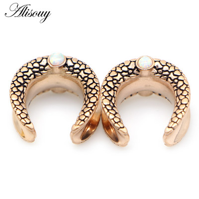 Alisouy 2 buc Inlay Opal din oțel inoxidabil Noua Șa Tunel pentru ureche Plug Inel Expander Ureche Moda Piercing pentru corp Bijuterii Cercei Cadou