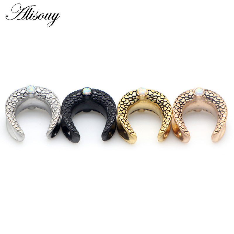 Alisouy 2 buc Inlay Opal din oțel inoxidabil Noua Șa Tunel pentru ureche Plug Inel Expander Ureche Moda Piercing pentru corp Bijuterii Cercei Cadou