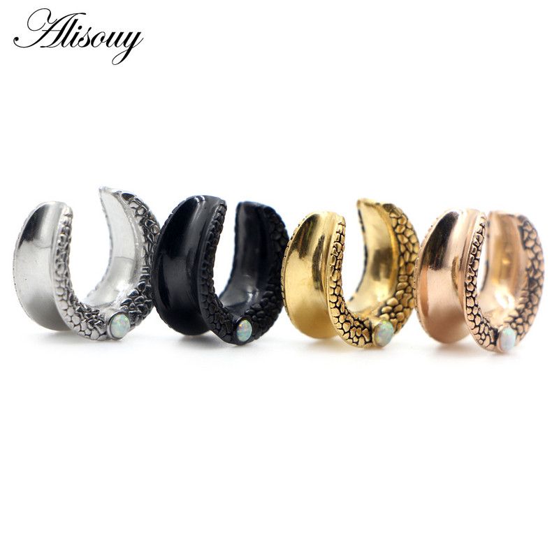 Alisouy 2 buc Inlay Opal din oțel inoxidabil Noua Șa Tunel pentru ureche Plug Inel Expander Ureche Moda Piercing pentru corp Bijuterii Cercei Cadou