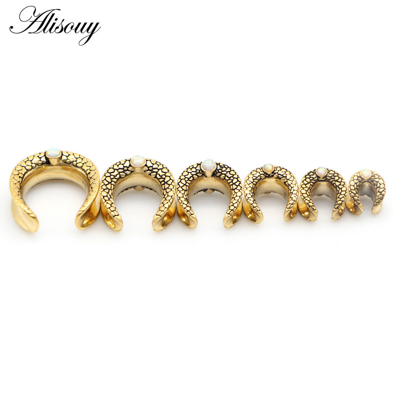 Alisouy 2 buc Inlay Opal din oțel inoxidabil Noua Șa Tunel pentru ureche Plug Inel Expander Ureche Moda Piercing pentru corp Bijuterii Cercei Cadou