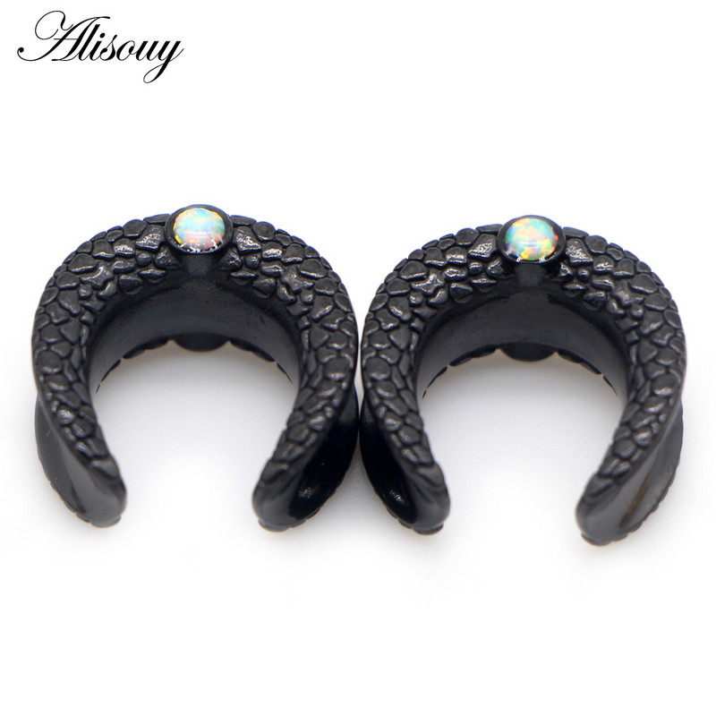 Alisouy 2 buc Inlay Opal din oțel inoxidabil Noua Șa Tunel pentru ureche Plug Inel Expander Ureche Moda Piercing pentru corp Bijuterii Cercei Cadou