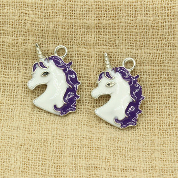 10 τεμ. 22x15mm από κράμα σμάλτο Unicorn Charms For Earring Bracelet Pendant Accessory DIY Colorful Lucky Animal Charms Jewelry Make