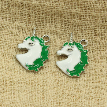 10 τεμ. 22x15mm από κράμα σμάλτο Unicorn Charms For Earring Bracelet Pendant Accessory DIY Colorful Lucky Animal Charms Jewelry Make