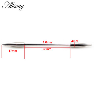 Alisouy 2τμχ 14G Spike Long Χειρουργικό Ατσάλι Γυναικείες Ανδρικές Βιομηχανικές Σκουλαρίκια με Barbell Χόνδρινο Σκουλαρίκι Helix Body Piercing Κοσμήματα Δαχτυλίδι Oreja