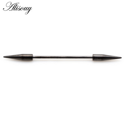 Alisouy 2τμχ 14G Spike Long Χειρουργικό Ατσάλι Γυναικείες Ανδρικές Βιομηχανικές Σκουλαρίκια με Barbell Χόνδρινο Σκουλαρίκι Helix Body Piercing Κοσμήματα Δαχτυλίδι Oreja