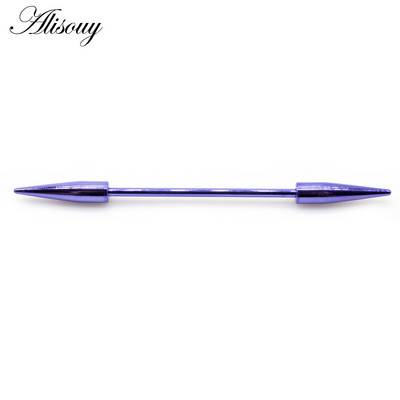 Alisouy 2τμχ 14G Spike Long Χειρουργικό Ατσάλι Γυναικείες Ανδρικές Βιομηχανικές Σκουλαρίκια με Barbell Χόνδρινο Σκουλαρίκι Helix Body Piercing Κοσμήματα Δαχτυλίδι Oreja