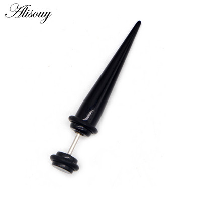 Alisouy 2 bucăți Punk Bărbați Femei dopuri false pentru urechi Cartilage Taper Gauges Expander Stretcher Piercing Cercei Bijuterii pentru corp Faux Bijoux