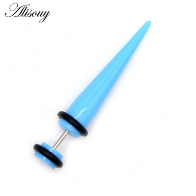 Alisouy 2 bucăți Punk Bărbați Femei dopuri false pentru urechi Cartilage Taper Gauges Expander Stretcher Piercing Cercei Bijuterii pentru corp Faux Bijoux