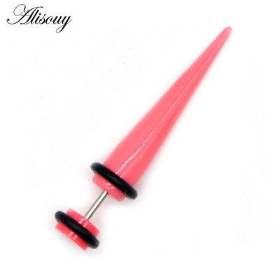 Alisouy 2 bucăți Punk Bărbați Femei dopuri false pentru urechi Cartilage Taper Gauges Expander Stretcher Piercing Cercei Bijuterii pentru corp Faux Bijoux