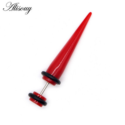 Alisouy 2 bucăți Punk Bărbați Femei dopuri false pentru urechi Cartilage Taper Gauges Expander Stretcher Piercing Cercei Bijuterii pentru corp Faux Bijoux