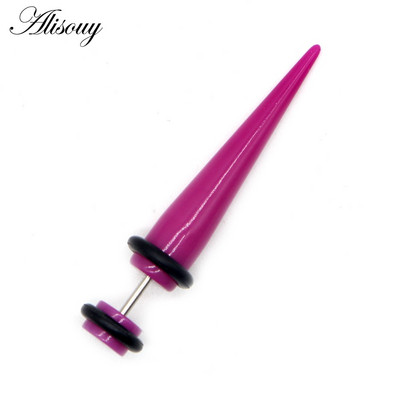 Alisouy 2 bucăți Punk Bărbați Femei dopuri false pentru urechi Cartilage Taper Gauges Expander Stretcher Piercing Cercei Bijuterii pentru corp Faux Bijoux