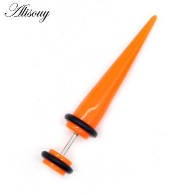 Alisouy 2 bucăți Punk Bărbați Femei dopuri false pentru urechi Cartilage Taper Gauges Expander Stretcher Piercing Cercei Bijuterii pentru corp Faux Bijoux