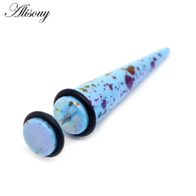 Alisouy 2 bucăți Punk Bărbați Femei dopuri false pentru urechi Cartilage Taper Gauges Expander Stretcher Piercing Cercei Bijuterii pentru corp Faux Bijoux