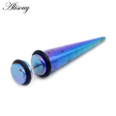 Alisouy 2 bucăți Punk Bărbați Femei dopuri false pentru urechi Cartilage Taper Gauges Expander Stretcher Piercing Cercei Bijuterii pentru corp Faux Bijoux