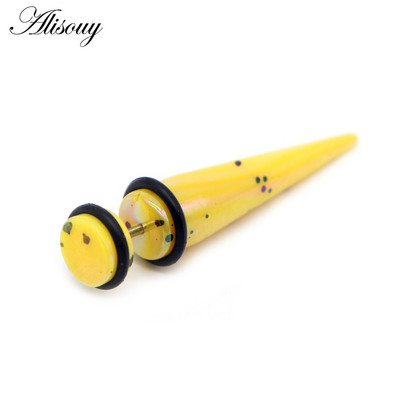 Alisouy 2 bucăți Punk Bărbați Femei dopuri false pentru urechi Cartilage Taper Gauges Expander Stretcher Piercing Cercei Bijuterii pentru corp Faux Bijoux