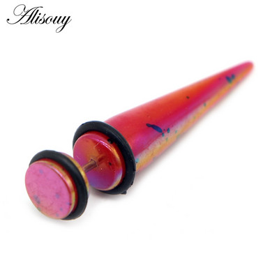 Alisouy 2 bucăți Punk Bărbați Femei dopuri false pentru urechi Cartilage Taper Gauges Expander Stretcher Piercing Cercei Bijuterii pentru corp Faux Bijoux