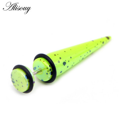 Alisouy 2 bucăți Punk Bărbați Femei dopuri false pentru urechi Cartilage Taper Gauges Expander Stretcher Piercing Cercei Bijuterii pentru corp Faux Bijoux