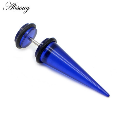 Alisouy 2 bucăți Punk Bărbați Femei dopuri false pentru urechi Cartilage Taper Gauges Expander Stretcher Piercing Cercei Bijuterii pentru corp Faux Bijoux