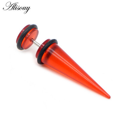 Alisouy 2 bucăți Punk Bărbați Femei dopuri false pentru urechi Cartilage Taper Gauges Expander Stretcher Piercing Cercei Bijuterii pentru corp Faux Bijoux