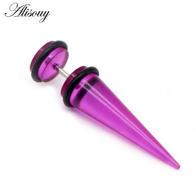 Alisouy 2 bucăți Punk Bărbați Femei dopuri false pentru urechi Cartilage Taper Gauges Expander Stretcher Piercing Cercei Bijuterii pentru corp Faux Bijoux