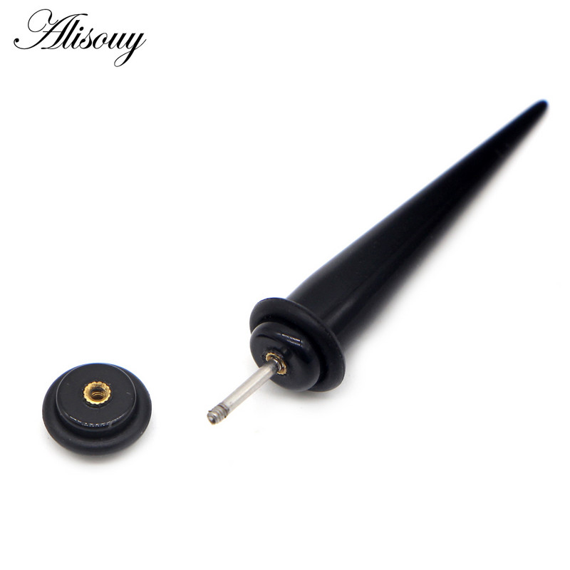 Alisouy 2 bucăți Punk Bărbați Femei dopuri false pentru urechi Cartilage Taper Gauges Expander Stretcher Piercing Cercei Bijuterii pentru corp Faux Bijoux