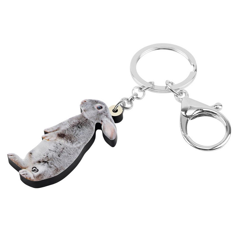 Newei akrilni sivi uskršnji zec, zec, zeko, privjesci za ključeve, dugi životinjski privjesak za ključeve, nakit za žene, dječja klasična torba, ukras