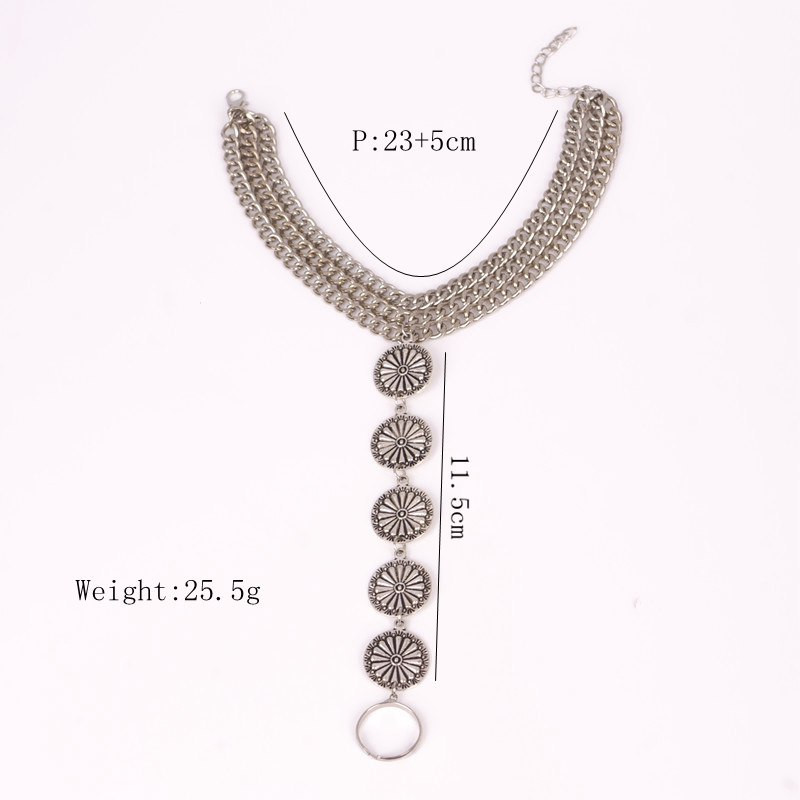 Starinski novčići Narukvice za gležanj Boemske višeslojne kićanke Narukvica za gležanj s cvjetnim rezbarenjem Ravni prsti Sandale za bosu nogu Nakit