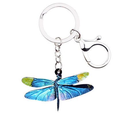 Bonsny Statement Acrilic Desene Animat Libelula Albastra Breloc Breloc Inel Bijuterii Insecte Pentru Femei Fata Copil Geanta Poșeta Brelocuri Cadou