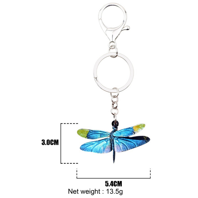 Bonsny Statement Acrilic Desene Animat Libelula Albastra Breloc Breloc Inel Bijuterii Insecte Pentru Femei Fata Copil Geanta Poșeta Brelocuri Cadou