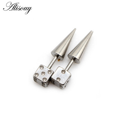 Alisouy 2 buc. Cercei tip ureche din oțel inoxidabil, punk, gotic, zaruri, piercing, bijuterii, cadou